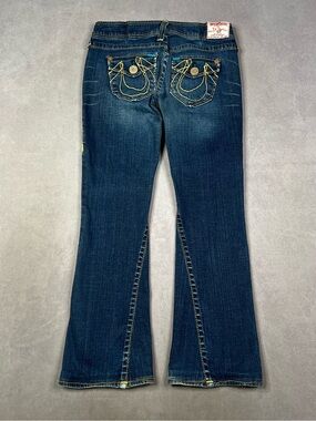 True Religion Women's Flare Jeans - Dark Blue with Fading